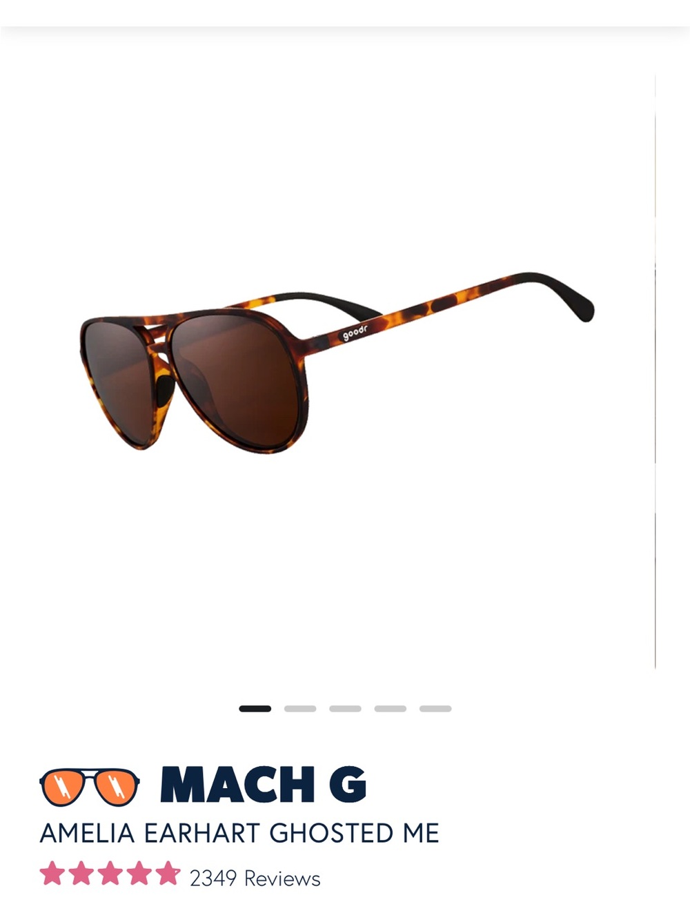 Goodr Amelia Earhart ghosted me tortoise shell aviator sunglasses